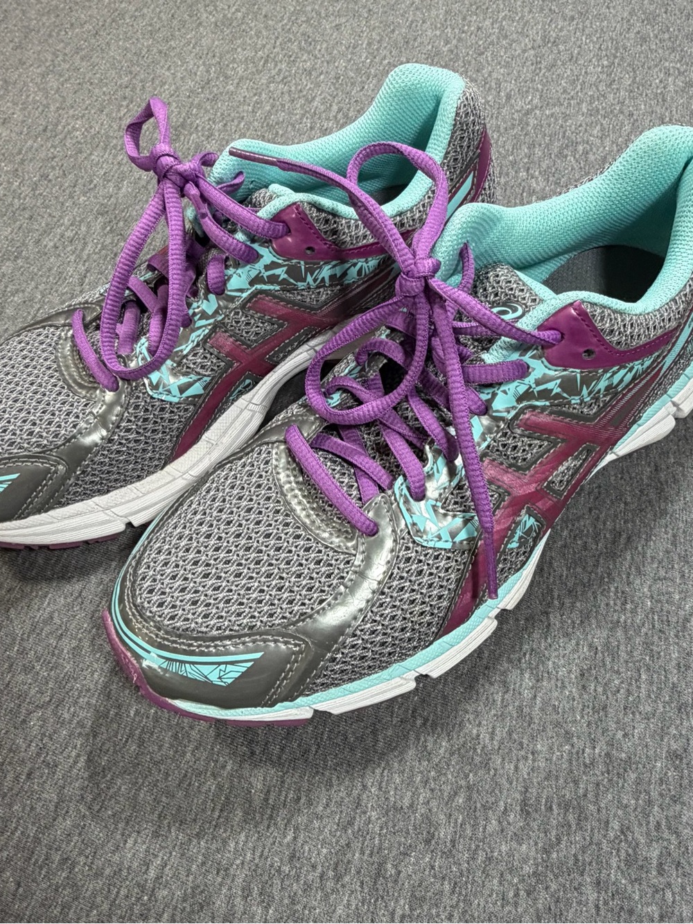 ASICS Women’s Gel Excite 3 T5C5N (D) Silver Purple Lace Up Running Shoes Sz 8